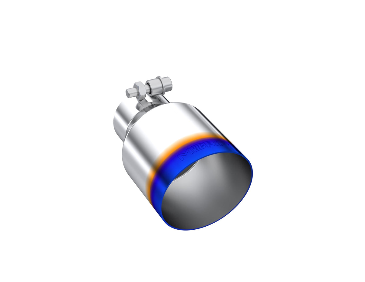 MBRP Burnt End Tip 2.5 ID 4 ID Out 6.5 length Single Wall Angle Cut 304 Stainless Steel - T5176BE