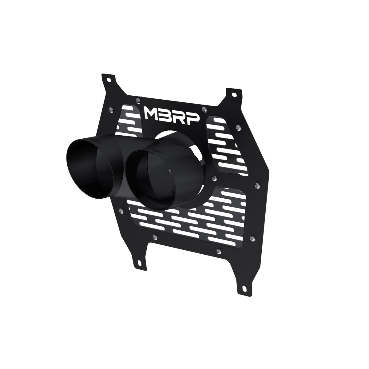 MBRP 24-25 Can-Am Maverick R Single Wall Angle Cut Dual 4-Inch Outlet Tip w/ Shield - Black - T85329