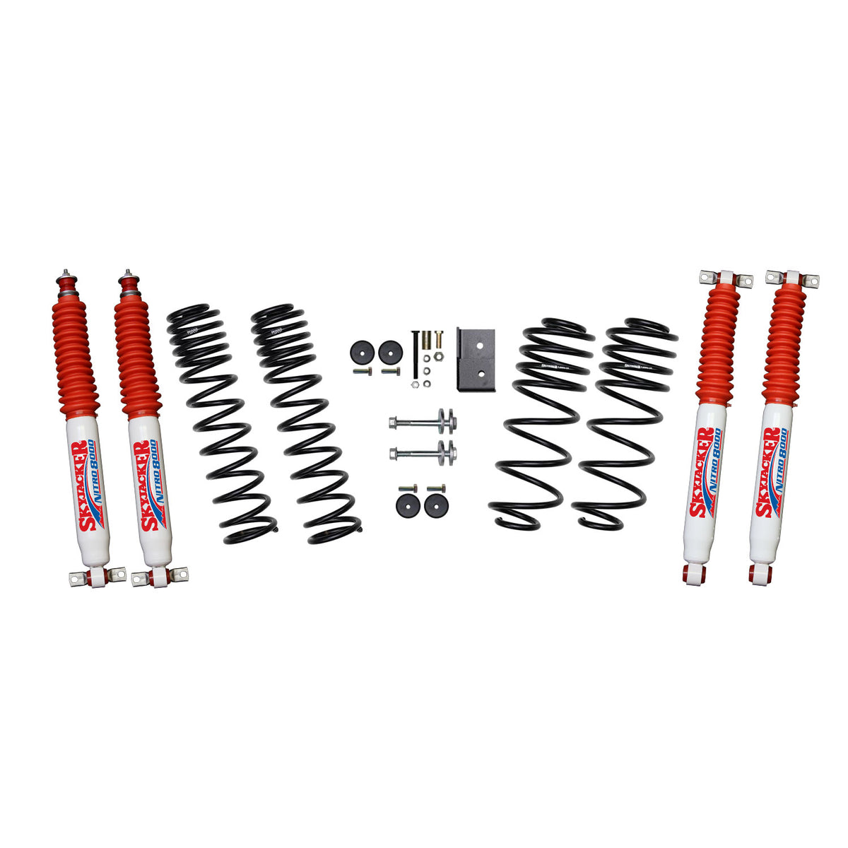 Skyjacker Jeep TJ/LJ 2.5in Dual Rate Long Travel Front & Rear Kit w/ Nitro 8000 Shocks - TJ25BPNLT