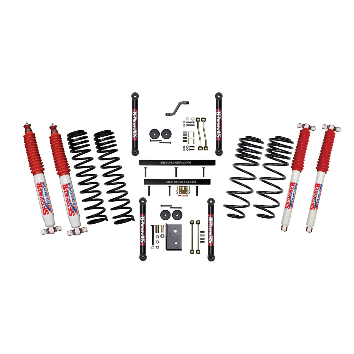 Skyjacker Jeep TJ/LJ 4in Dual Rate Long Travel Front/Rear Kit w/ Hydro 7000 Shocks - TJ401BPHLT