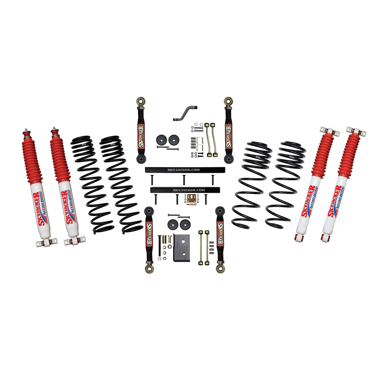 Skyjacker 97-02 Jeep TJ 4in D-Rate Long Travel Kit w/ Adj. FR/RR Lower Flex Links/Nitro 8000 Shocks - TJ401BPNLTX