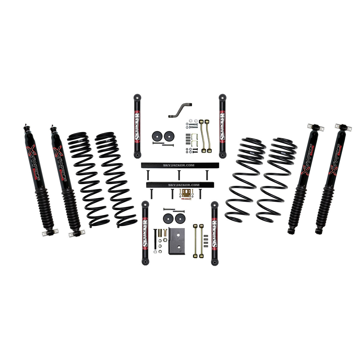 Skyjacker 03-06 Jeep TJ 4in D-Rate Long Travel Kit w/ OE FR/RR Lower Links/Black Max Shocks - TJ403BPBLT