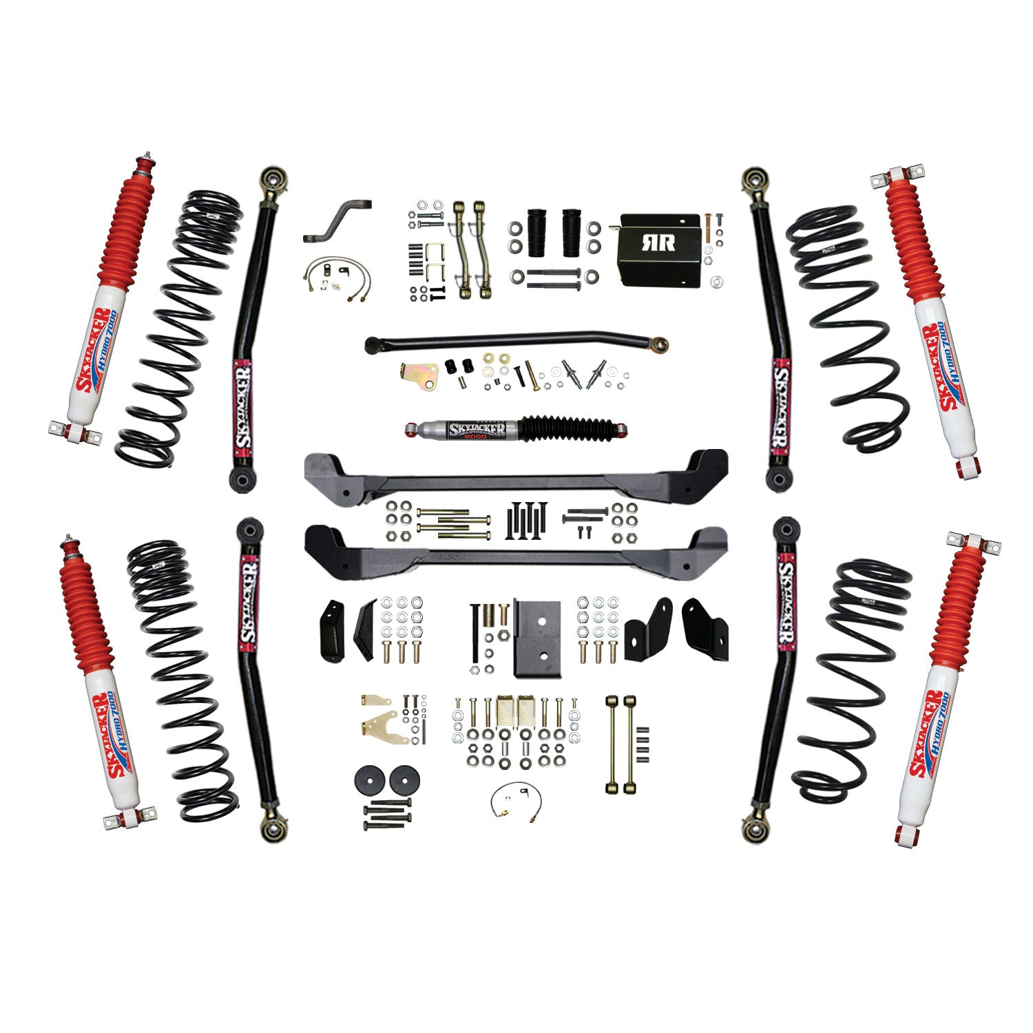 Skyjacker 97-06 Jeep TJ 4in Dual Rate Long Travel Coils Long Arm RR1 Lift Kit w/ Hydro 7000 Shocks - TJ40RR1LTK-H