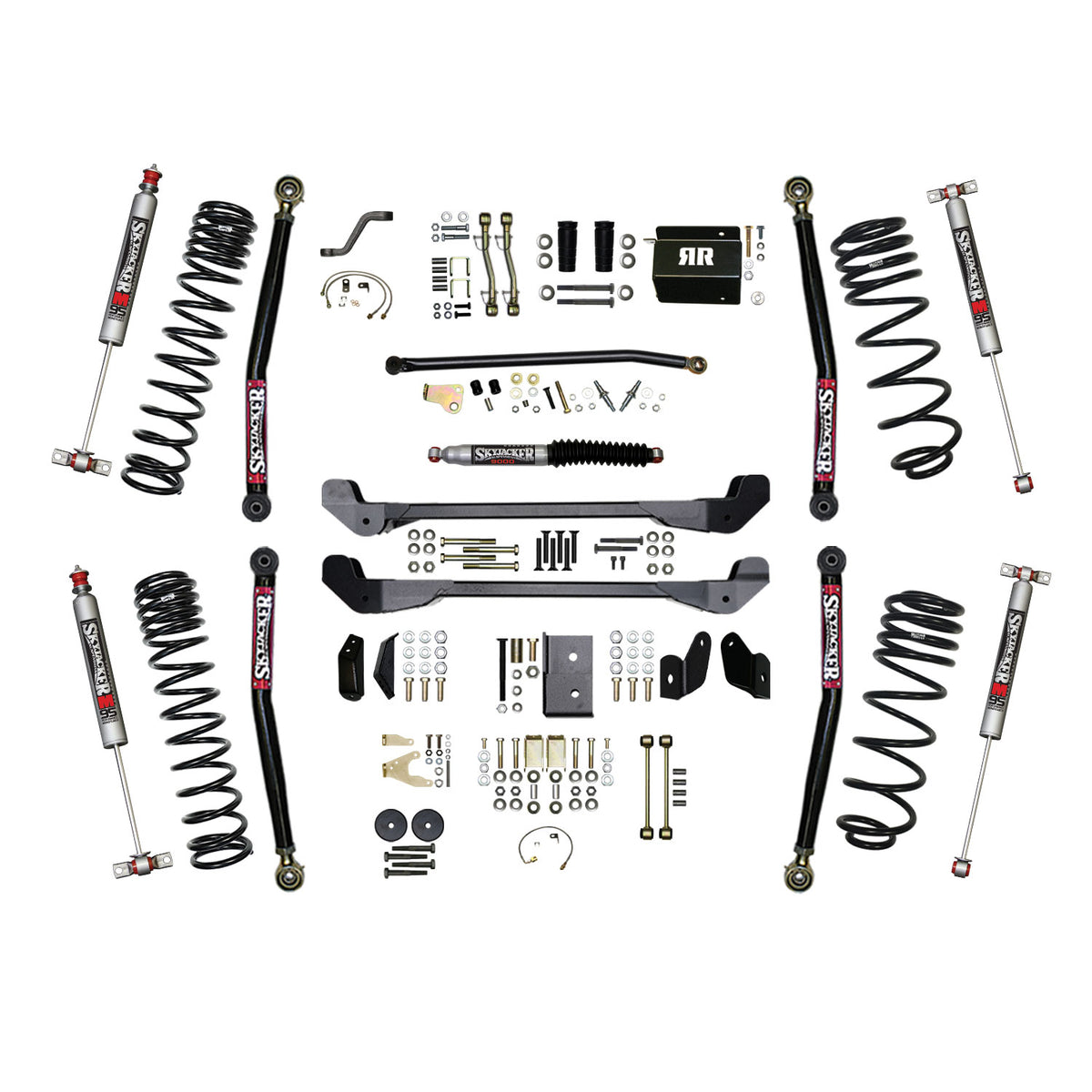 Skyjacker 97-06 Jeep TJ 4in Dual Rate Long Travel Coils Long Arm RR1 Lift Kit w/ M95 Monotube Shocks - TJ40RR1LTK-M