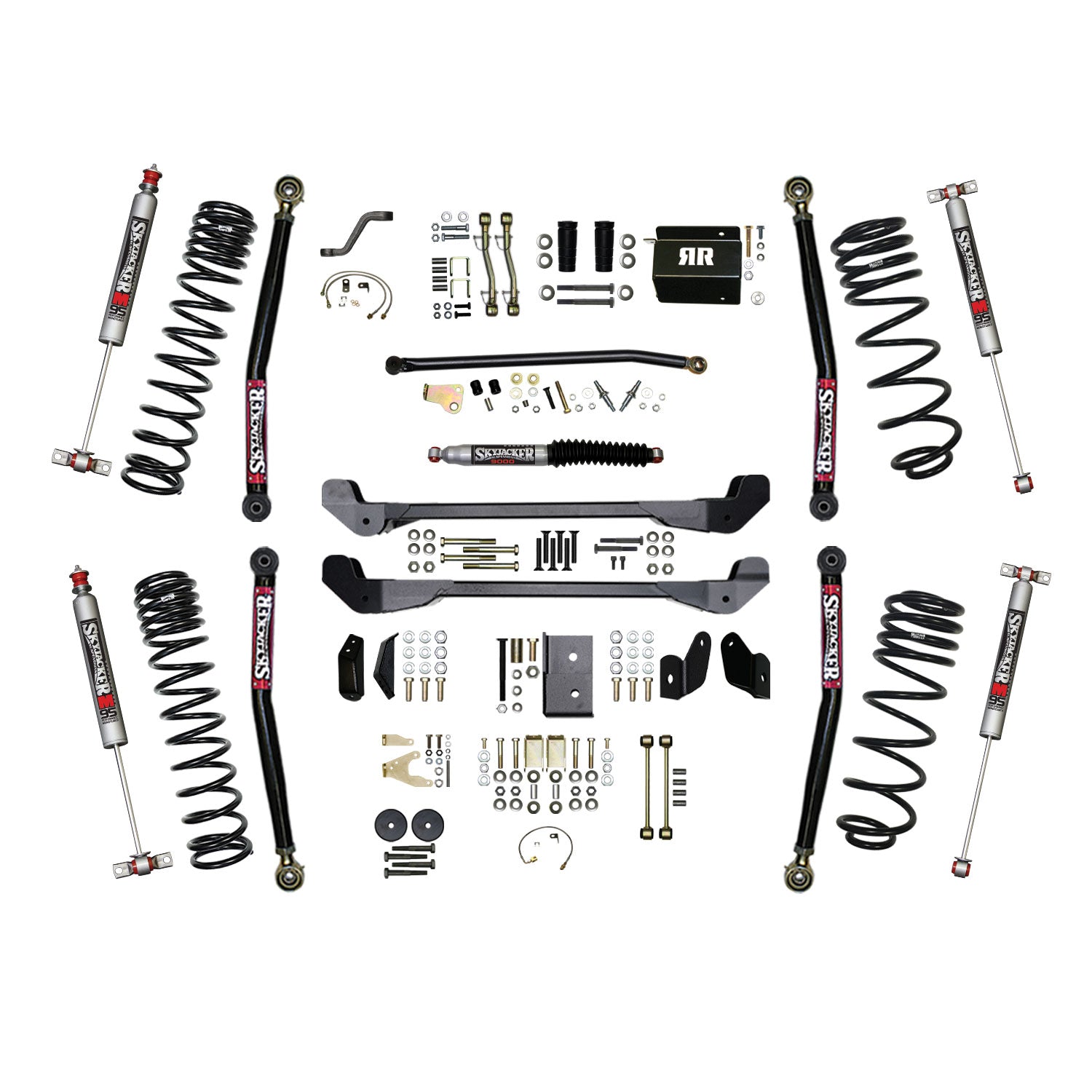 Skyjacker 97-06 Jeep TJ 4in Dual Rate Long Travel Coils Long Arm RR1 Lift Kit w/ M95 Monotube Shocks - TJ40RR1LTK-M
