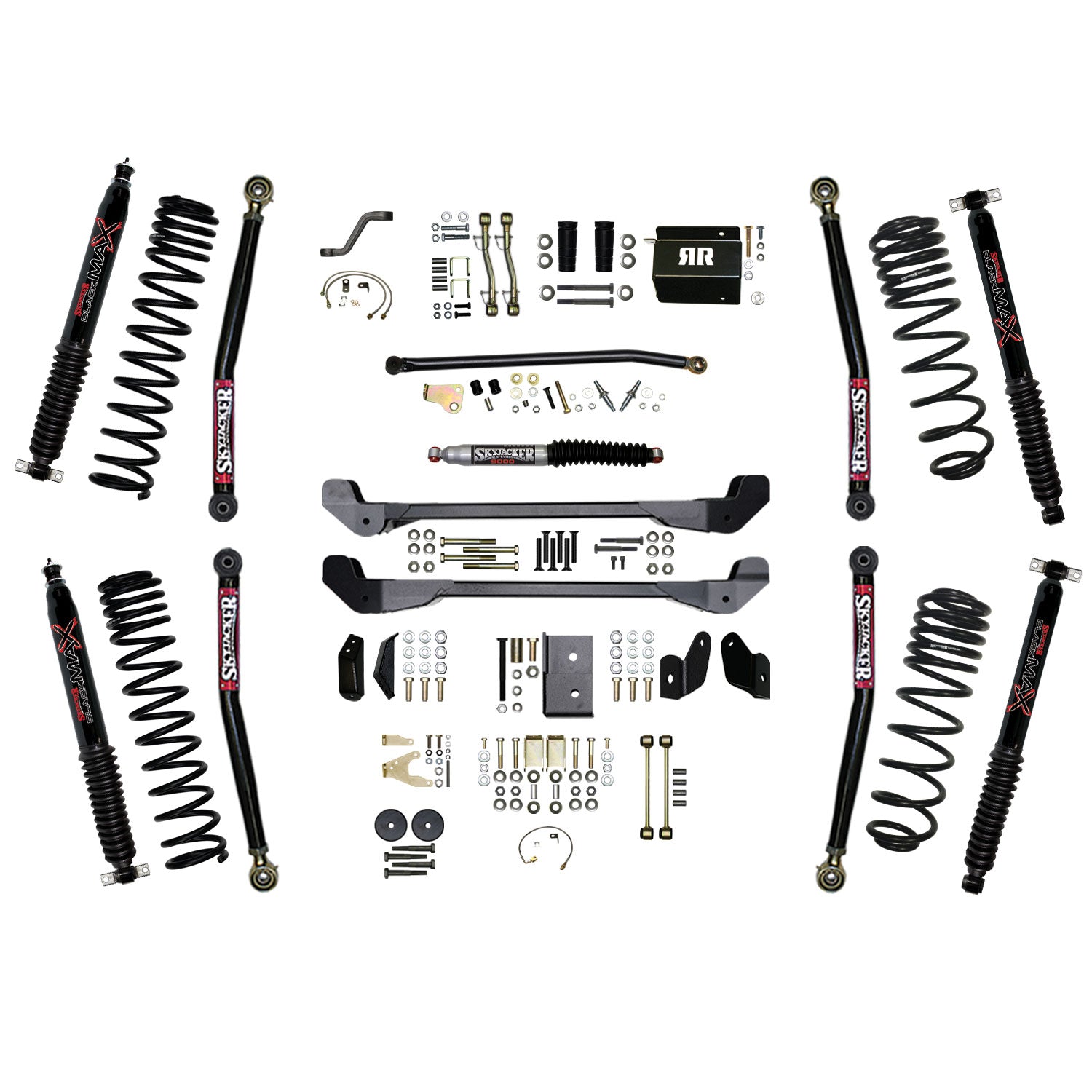 Skyjacker 97-06 Jeep TJ 6in Dual Rate Long Travel Coils Long Arm RR1 Lift Kit w/ Black Max Shocks - TJ60RR1LTK-B