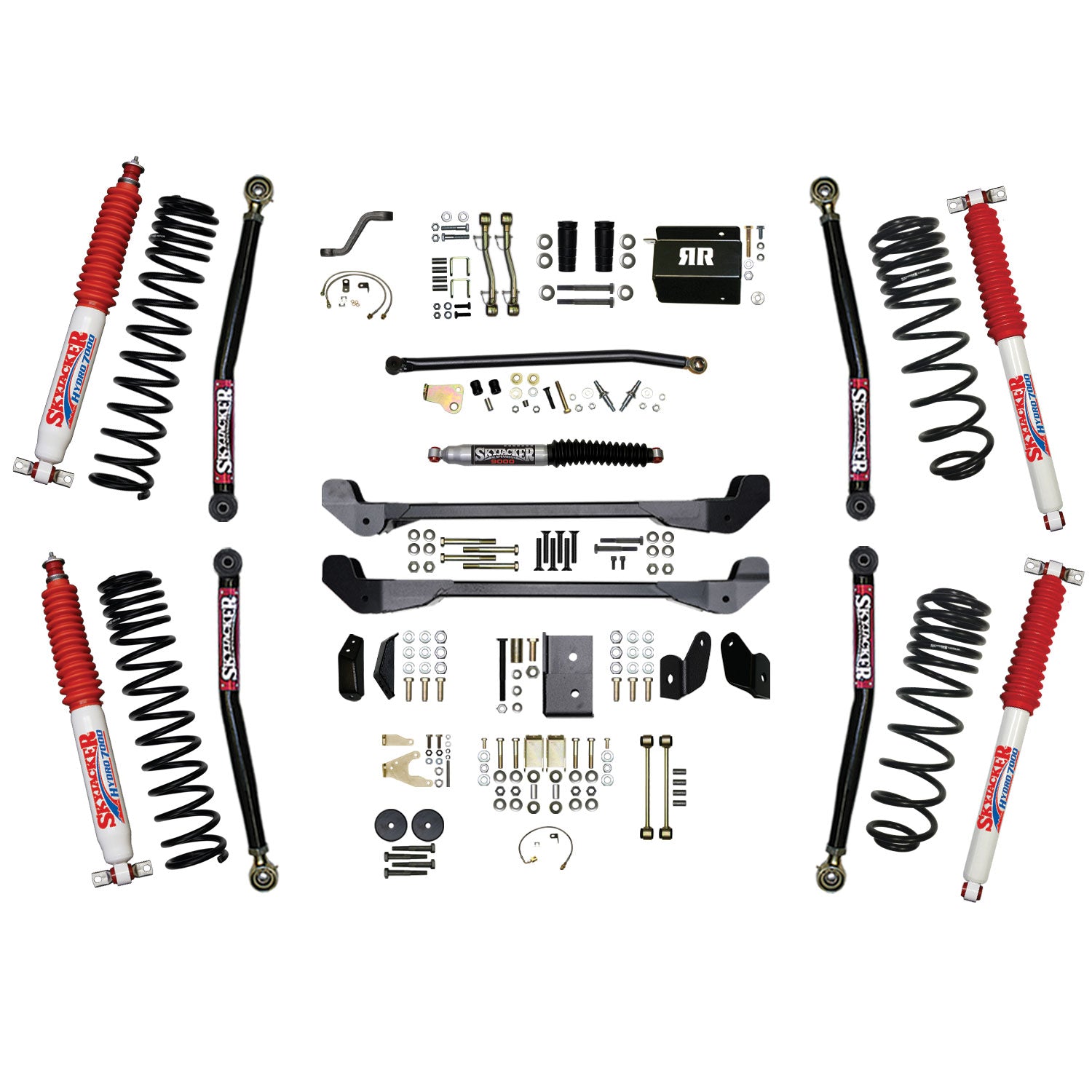 Skyjacker 97-06 Jeep TJ 6in Dual Rate Long Travel Coils Long Arm RR1 Lift Kit w/ Hydro 7000 Shocks - TJ60RR1LTK-H