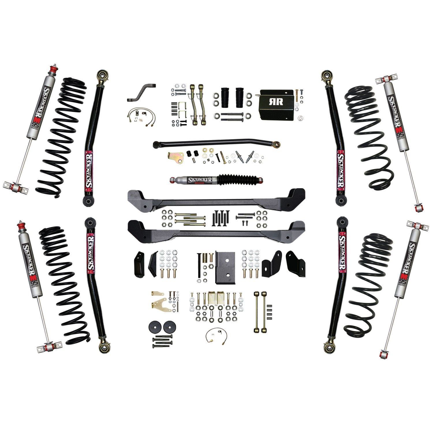 Skyjacker 97-06 Jeep TJ 6in Dual Rate Long Travel Coils Long Arm RR1 Lift Kit w/ M95 Monotube Shocks - TJ60RR1LTK-M