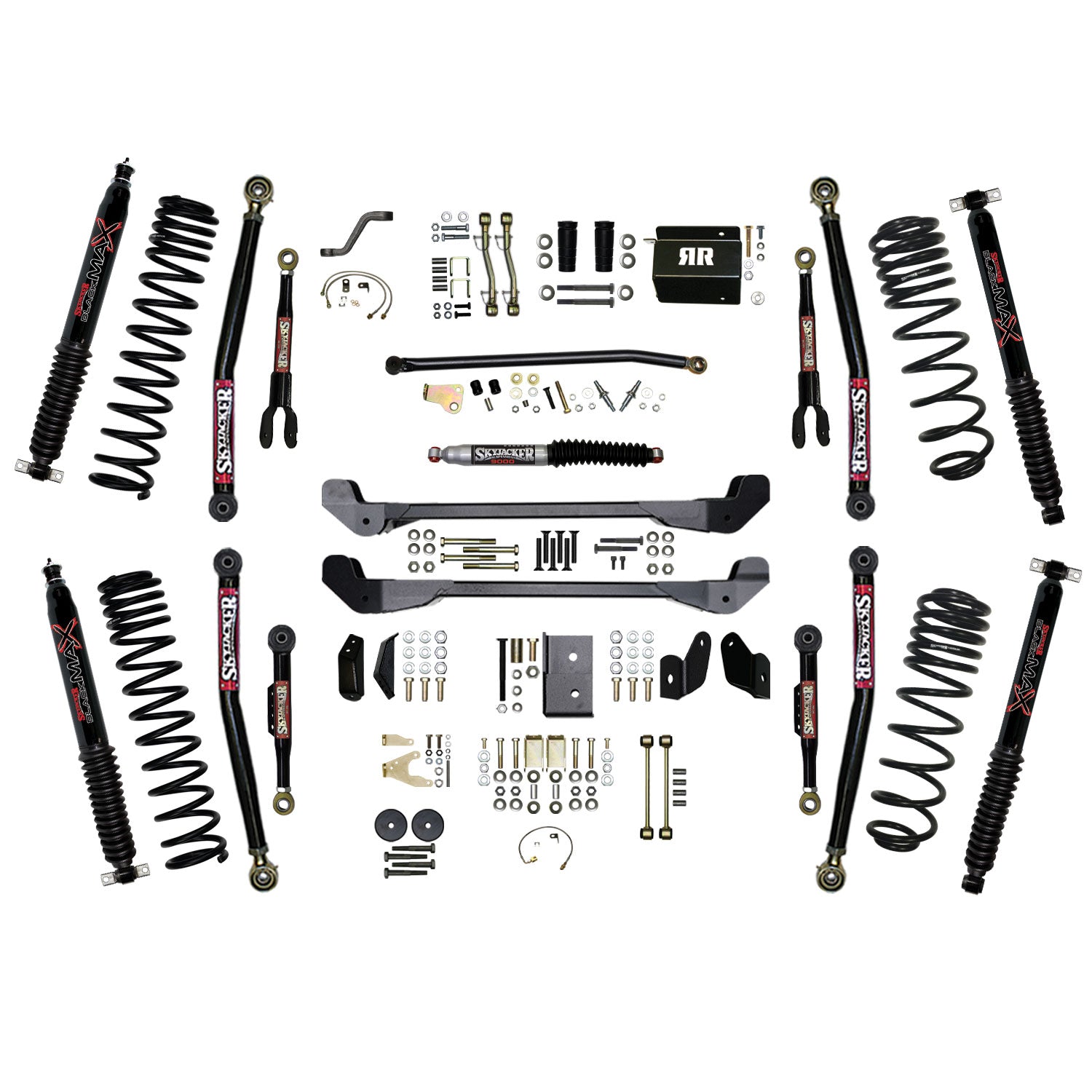 Skyjacker 97-06 Jeep TJ 6in Dual Rate Long Travel Coils Long Arm RR2 Lift Kit w/ Black Max Shocks - TJ60RR2LTK-B