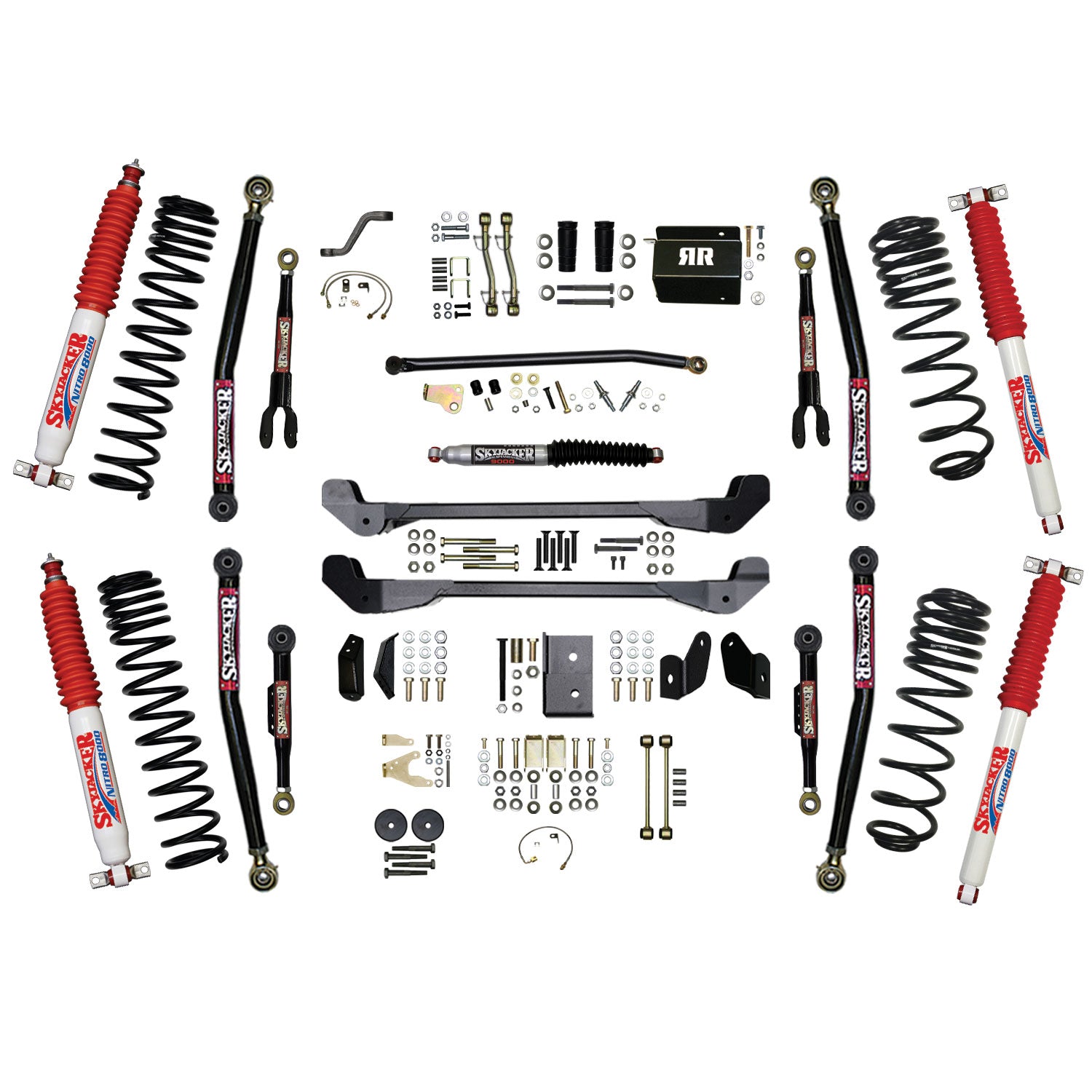 Skyjacker 97-06 Jeep TJ 6in Dual Rate Long Travel Coils Long Arm RR2 Lift Kit w/ Nitro Shocks - TJ60RR2LTK-N