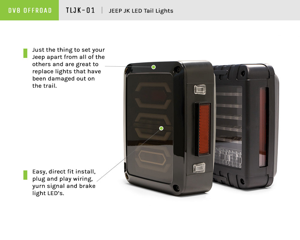 DV8 Offroad - LED Tail Light; Horizontal - TLJK-01