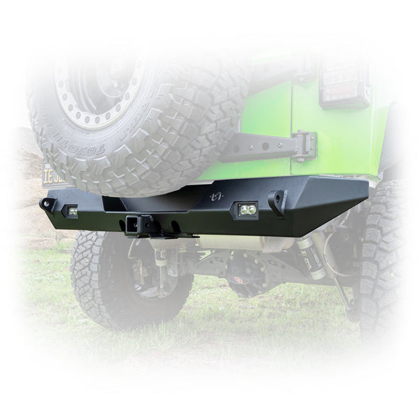 Turn Offroad 2007-2018 Jeep JK Rear Bumper with Hitch and Lights - JKRB-03 for 2007-2018 Jeep Wrangler - front view