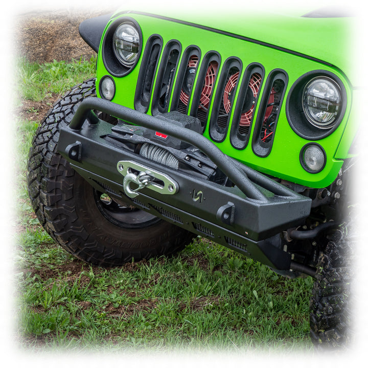 Turn Offroad 2007+ Jeep JK/JL/JT Front Bumper W/Welded Bull Bar & Skid Plate - JPFB-04 for 2018-2024 Jeep Wrangler - angle vi