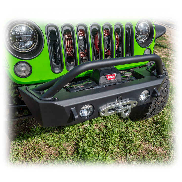 Turn Offroad 2018+ Jeep JL Sunken Winch with Factory Fog Lights - JPFB-03 for 2018-2024 Jeep Wrangler - installed view