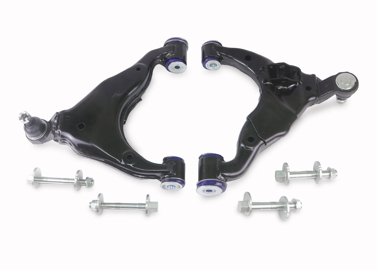 SuperPro - Front Lower Control Arm and Camber Pin Kit - Double Offset Extended Range of Adjustment (w/o KDSS) - TRC484