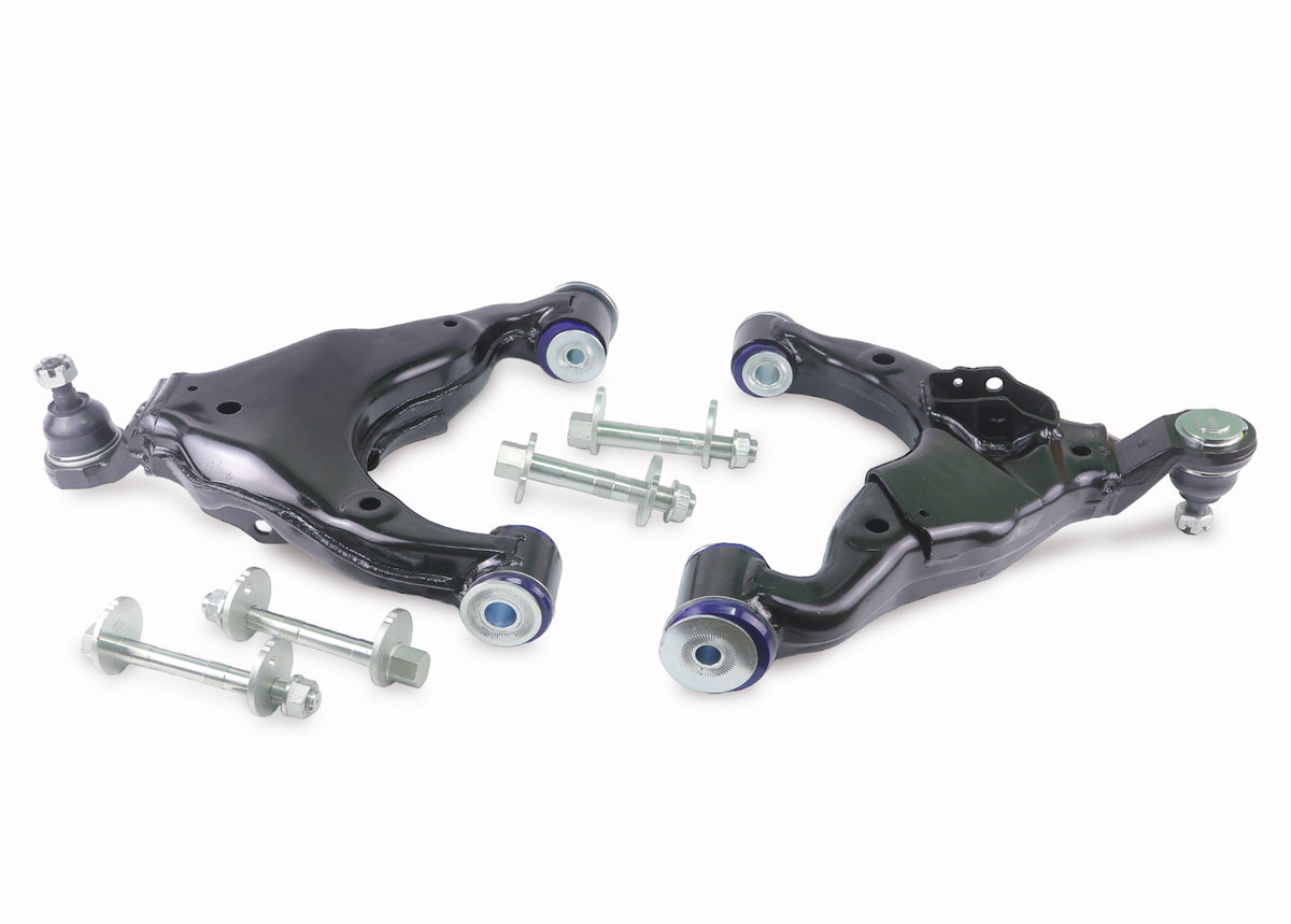 SuperPro - Front Lower Control Arm and Camber Pin Kit - Double Offset Extended Range of Adjustment (w/o KDSS) - TRC484