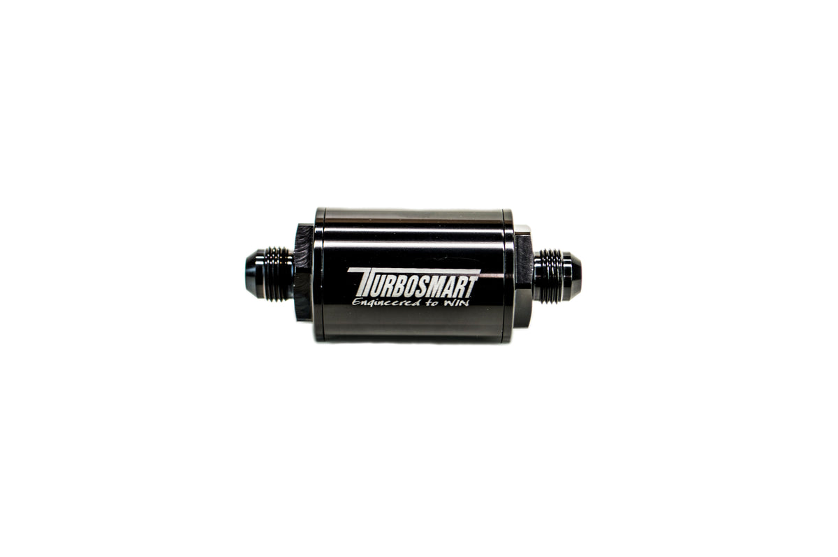 Turbosmart FPR Billet Inline Fuel Filter 1.75in OD 3.825in Length AN-10 Male Inlet - Black - TS-0402-1132