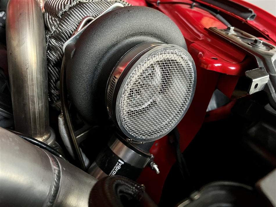 Torque Solution HD Turbo Screen Shield Wire Mesh Filter for 4 inch Inlet / Pipe - TS-TM-482-4 by Torque Solution - angle view