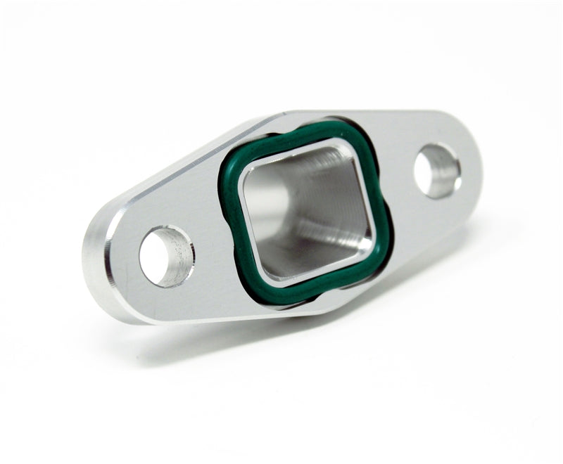 Torque Solution Billet Offset Oil Drain Flange w/ Integrated -10AN Flange: T3/T4 & PTE/Borg Turbo - TS-UNI-476
