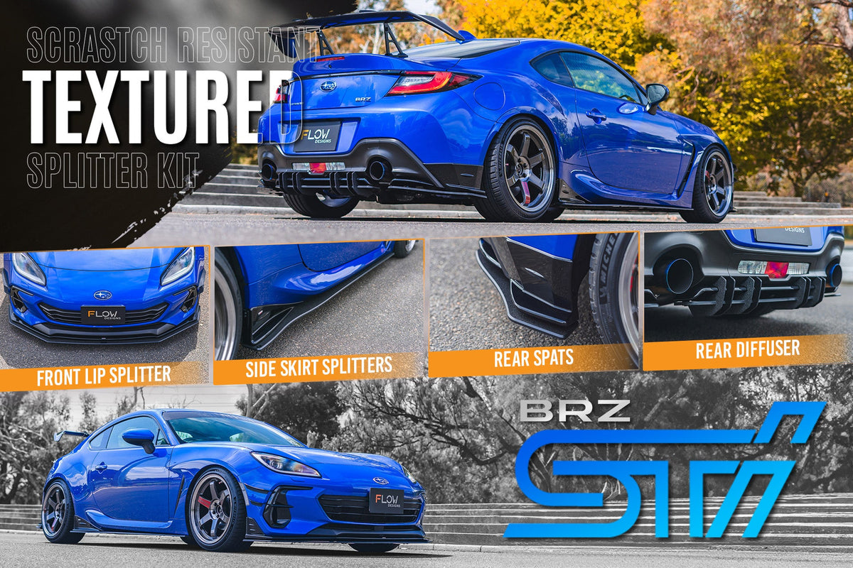 Flow Designs - ZD8 BRZ STI Full Lip Splitter Set (TEXTURED BLACK)