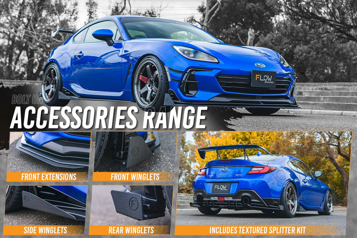 Flow Designs - ZD8 BRZ STI Full Lip Splitter Set (TEXTURED BLACK)