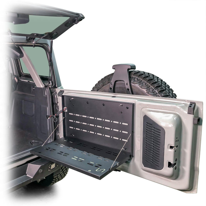 Turn Offroad 2021+ Ford Bronco Tailgate Table - TT1-M1 for 2021-2026 Ford Bronco - angle view