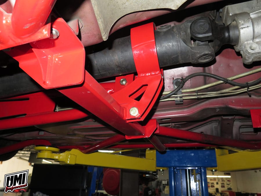 UMI Performance 93-02 GM F-Body Tunnel Mount Trq. Arm- Kooks LT's Loop - Red - 2201-R for 1993-2002 Chevrolet Camaro - product photo