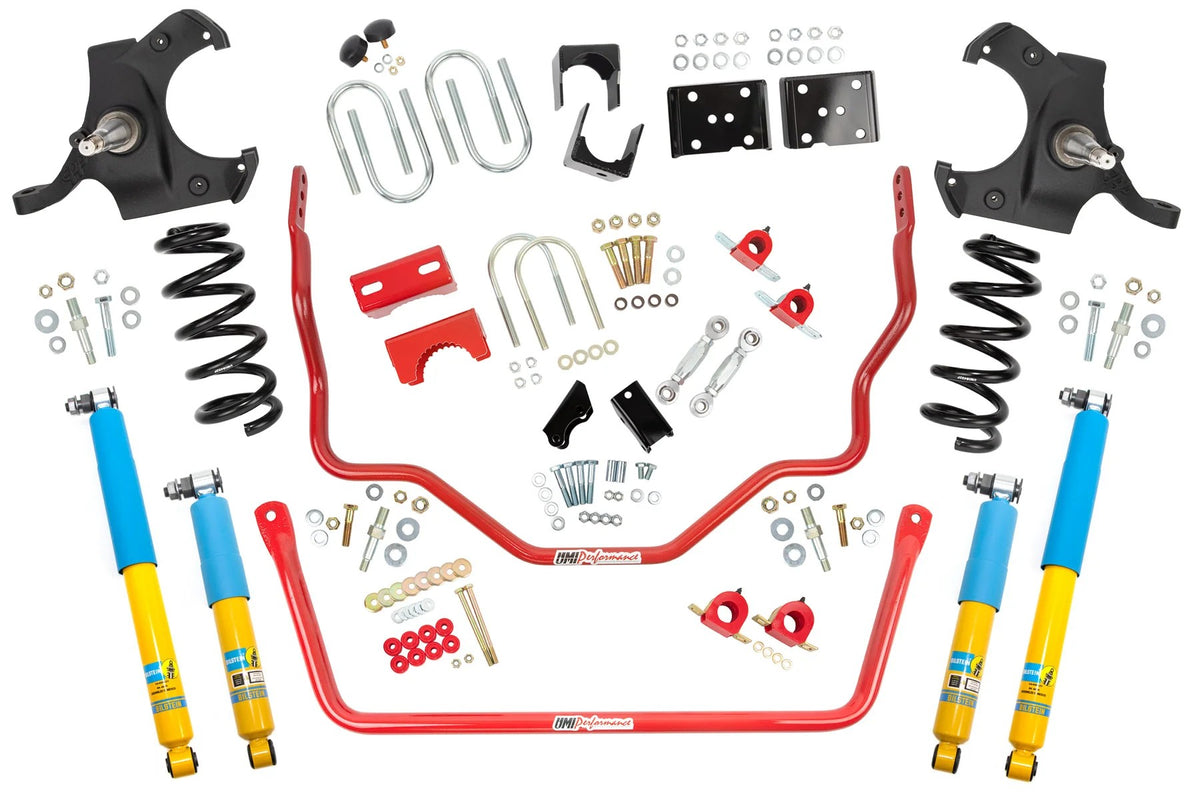 UMI Performance 73-87 GM C10 Handling and Lowering Kit Stage 2 4.5inF/6inR UMI Shocks - Red - 6402-R - product photo
