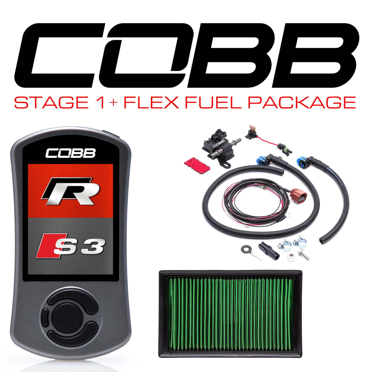 Cobb Stage 1+ Flex Fuel Power Pkg w/DSG/S Tronic Flashing VW Golf R (MK7/7.5) / Audi S3 (8V) - VLK0030010FF-DSG