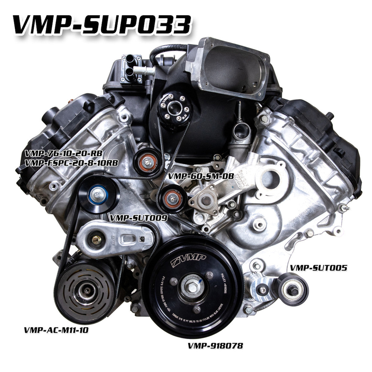 VMP Performance 11-17 Odin Supercharged Coyote w/ AC 10-Rib Upgrade Kit - 20 Percent OD - VMP-SUP033