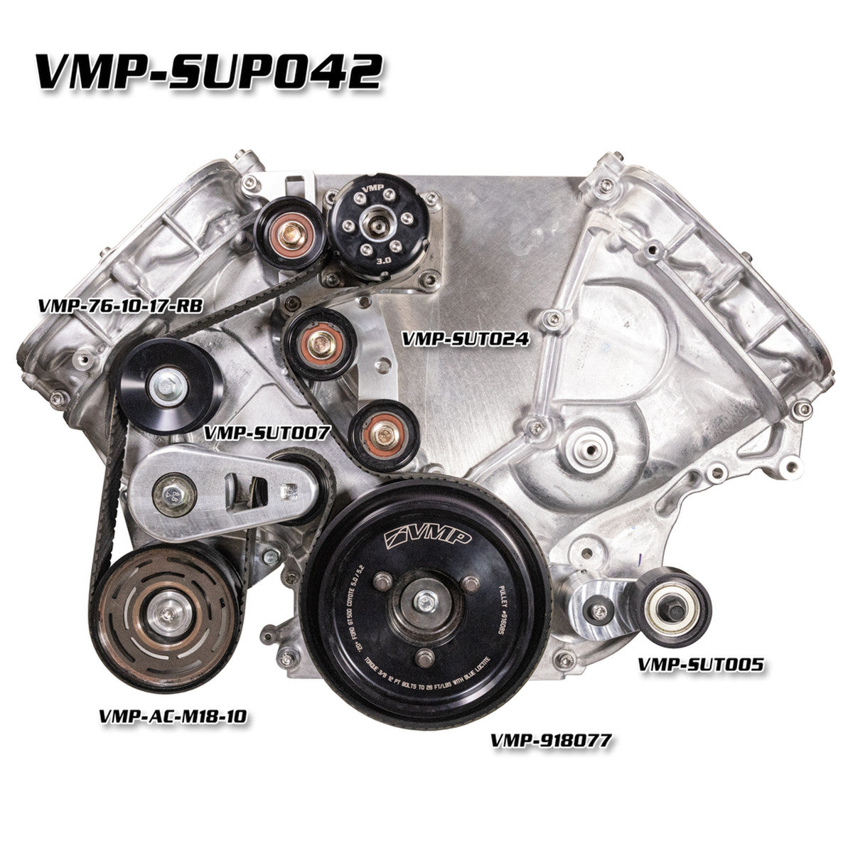 VMP Performance 20+ Predator 5.2L w/ AC 10-Rib Full-FEAD Kit - 10 Percent OD - VMP-SUP042