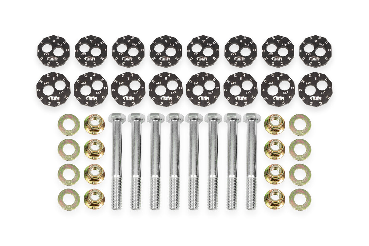 BMR 14-19 Chevrolet Corvette C7 Front & Rear Lower Control Arms Camber Bolt Kit - Black Anodized - WAK572