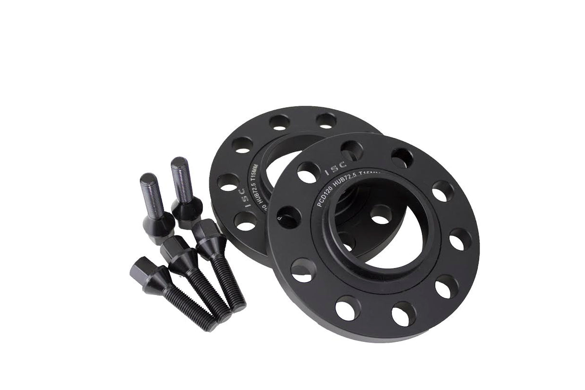 ISC Suspension BMW 5x120 Hub Centric (72.6 Hub Bore) Wheel Spacers 15mm Black (Pair) - WSBMW15B