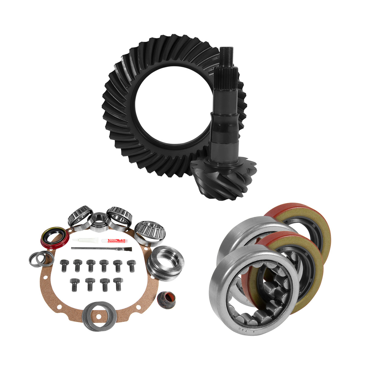 Yukon 8.8in Ford 4.11 Rear Ring & Pinion Install Kit 2.25in OD Axle Bearings and Seals - YGK2219
