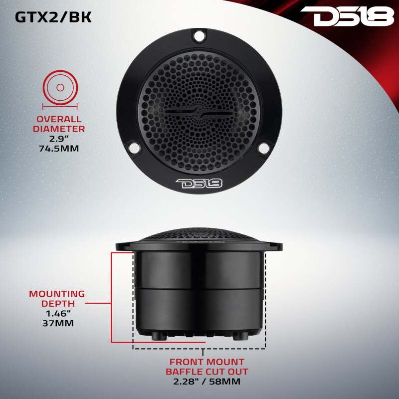 DS18 3in Neodymium Super Bullet 120 Watts RMS 1in Titanium Vc 4ohm Black - GTX2/BK - additional view 2