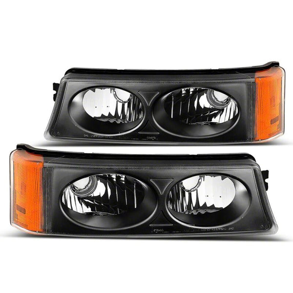 Raxiom 03-06 Chevrolet Silverado 1500 Axial Series Crystal Turn Signal and Parking Lights- Black - S112702 - front view