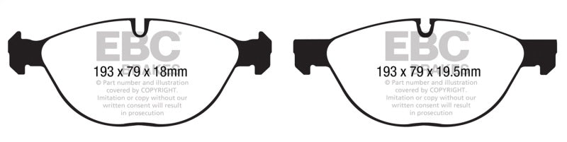 EBC 10-14 BMW X5 4.4 Twin Turbo (50) Yellowstuff Front Brake Pads - DP41994R