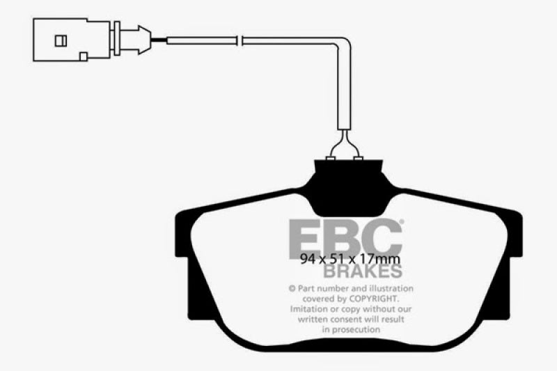 EBC 00 Volkswagen Eurovan 2.8 (ATE) with Wear Leads Greenstuff Rear Brake Pads - DP61445