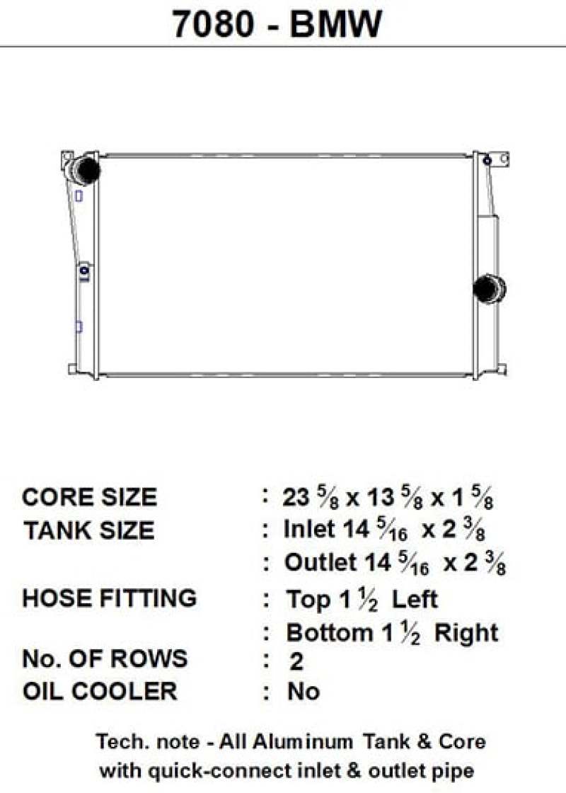 CSF BMW 2 Seires (F22/F23) / BMW 3 Series (F30/F31/F34) / BMW 4 Series (F32/F33/F36) M/T Radiator - 7080