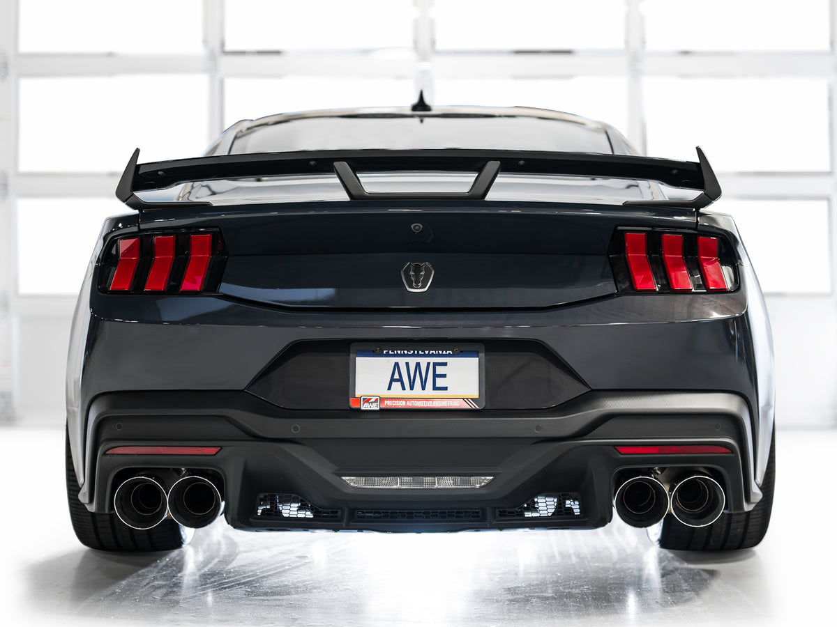 AWE 2024 Ford Mustang Dark Horse S650 RWD SwitchPath Catback Exhaust w/ Quad Chrome Silver Tips - 3025-42375