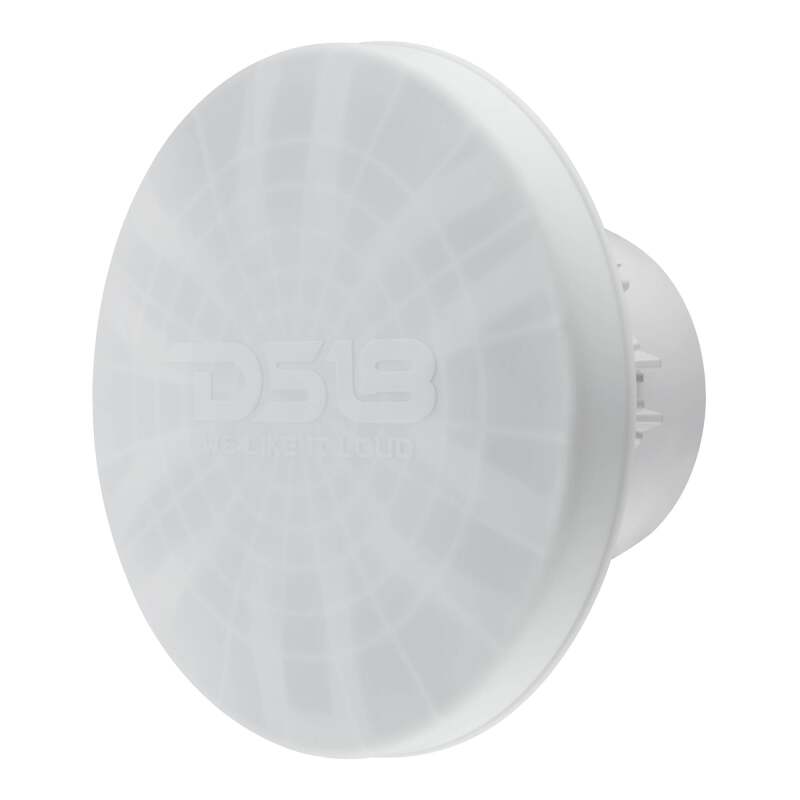 DS18 NXL-iQ Subwoofer w/ LED Lights 12in 600 Watts RMS 4 ohm White w/ Cover - NXL-iQ12SUB/WH - close-up view