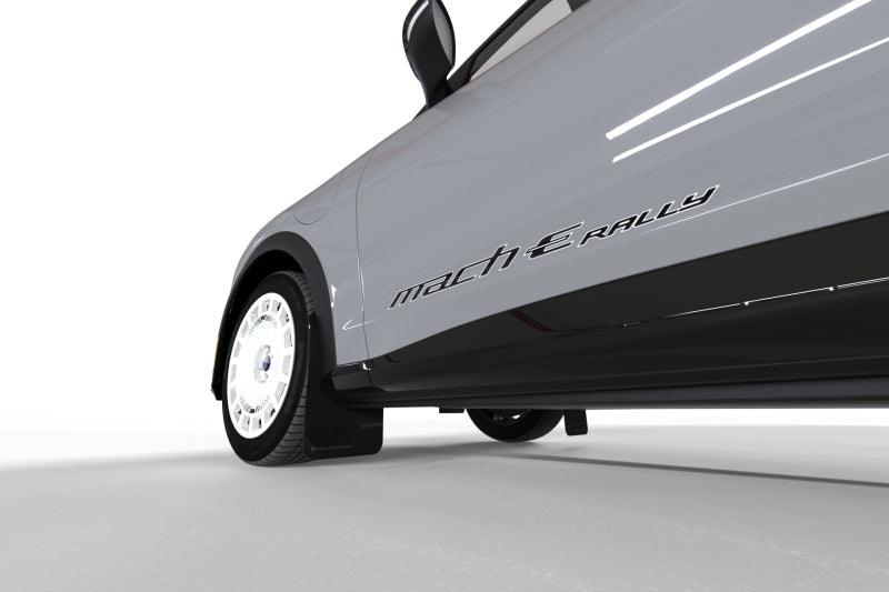 Rally Armor 2021-24 Ford Mach-E Rally Edition Black UR Mud Flap Metallic Black Logo - MF96-URXT-BLK-MBK