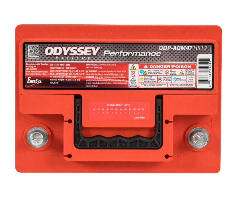 Odyssey Battery Auto/Truck/Heavy Duty &amp; Commercial Performance AGM Battery (47-650) - ODP-AGM47 H5 L2
