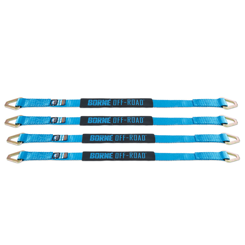 Borne Off-Road Vehicle Ratchet Tie-Down Kit (4 pack) Blue - BNRTC-TD-4BL