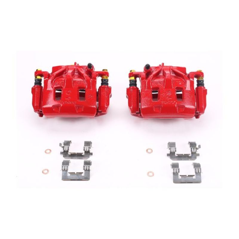 Power Stop 06-07 Subaru B9 Tribeca Front Red Calipers w/Brackets - Pair - S3348 for 2005-2018 Subaru Legacy - front view