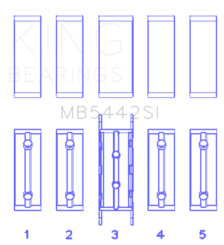 King Ford/Mazda Duratec 2.0/2.3 DOHC (Size 0.75) Silicon Bi-Metal Aluminum Main Bearing Set - MB5442SI0.75