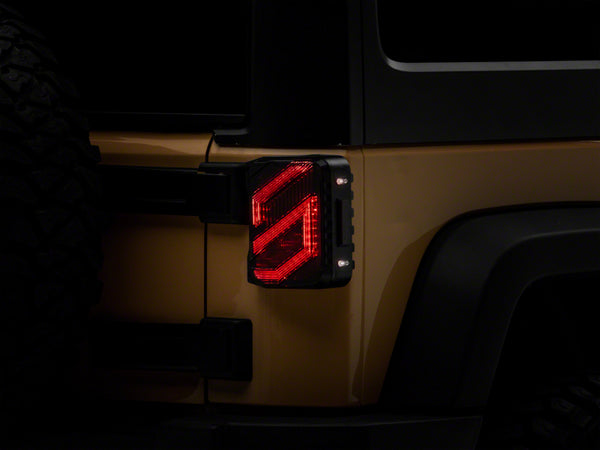 Raxiom 07-18 Jeep Wrangler JK Axial Series Trident LED Tail Lights- Blk Housing (Smoked Lens) - J173718 for 2007-2018 Jeep Wr
