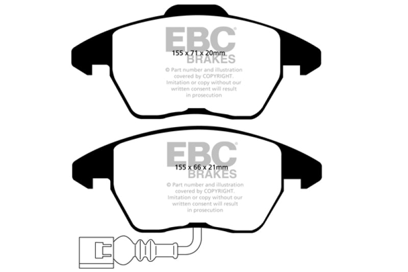 EBC 07-09 Audi TT 2.0 Turbo Ultimax2 Front Brake Pads - UD1319