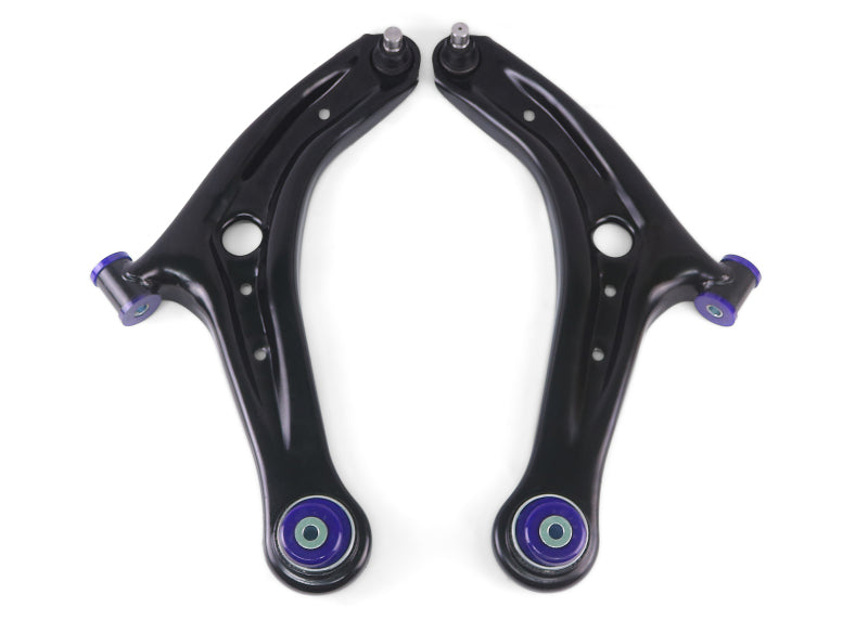 SuperPro 2011-2019 Ford Fiesta S Front Lower Control Arm Set w/ Bushings (+Caster) - TRC1069