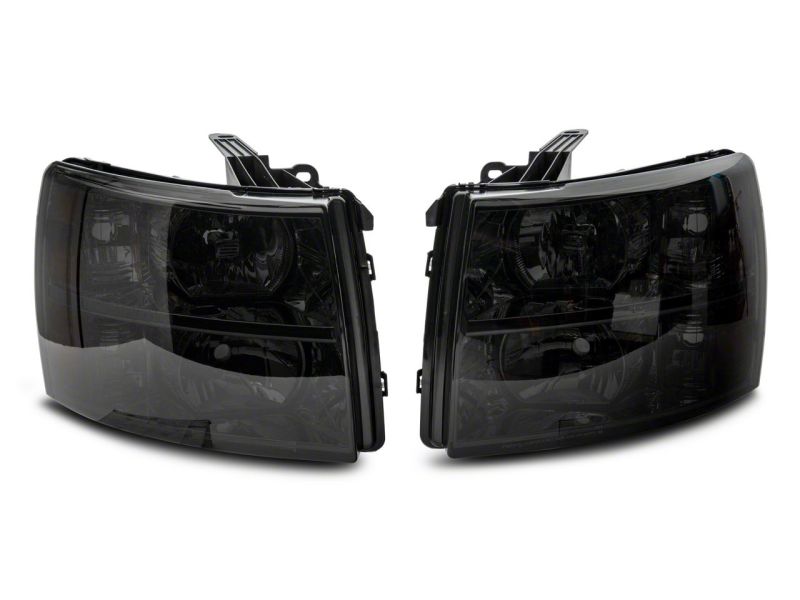 Raxiom 07-14 Chevrolet Silverado 1500 HD Axial OEM RepHeadlights- Chrome Housing- Smoked Lens - S122324